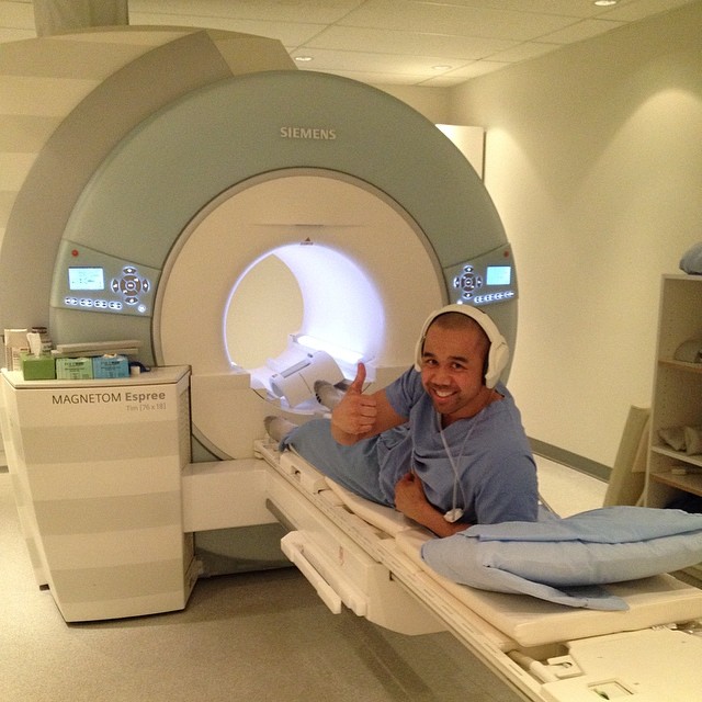 Coach Anthony in MRI machine